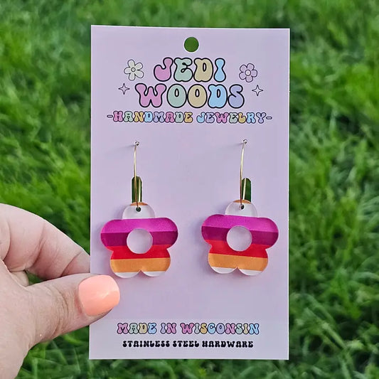 Lesbian Pride Flag Flower Earrings