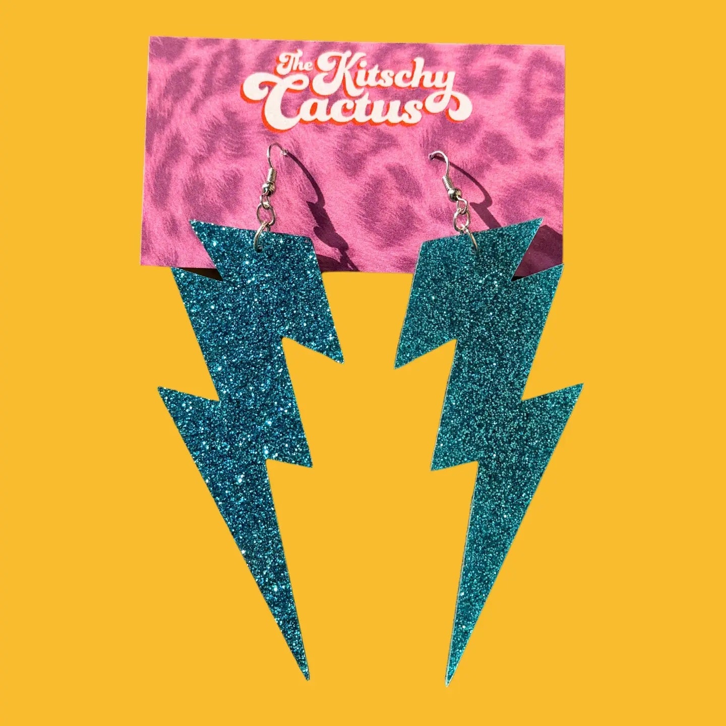 Star Man- Blue Glitter Lightning Bolt Earrings