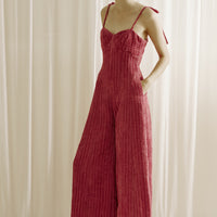 Striped Textured Lurex Glitter Jumpsuit