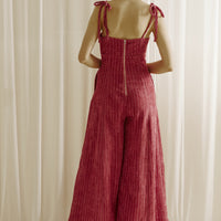 Striped Textured Lurex Glitter Jumpsuit