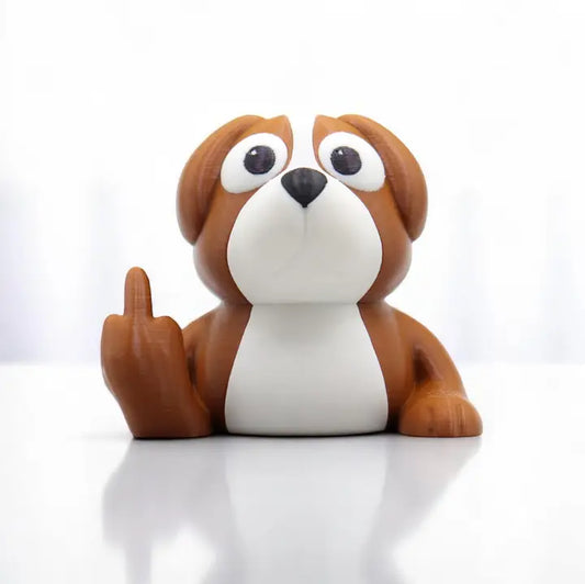 Lying Dog Middle Finger Figurine