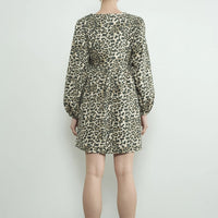 Leopard Print Babydoll Tie Dress