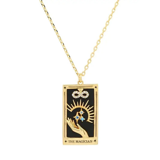 Tarot Card Necklace- Magician- 14K Gold Stainless Steel