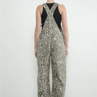 Leopard Print Slouchy Relax Fit Denim Overall