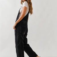 Black Slouchy Relax Fit Denim Overall
