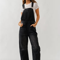 Black Slouchy Relax Fit Denim Overall
