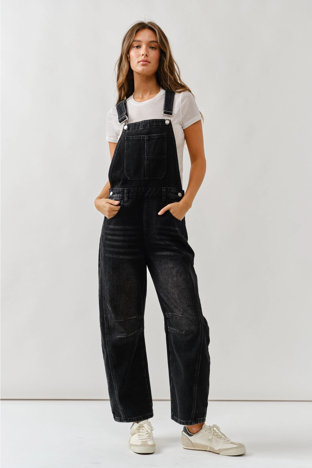 Black Slouchy Relax Fit Denim Overall