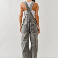 Grey Slouchy Relax Fit Denim Overall