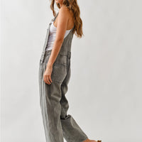 Grey Slouchy Relax Fit Denim Overall