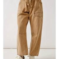 Rust Barrel Denim Pants With Eyelet Waist