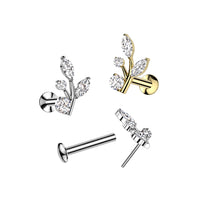Marquise And Round Branch Threadless Labret