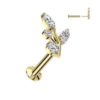 Marquise And Round Branch Threadless Labret