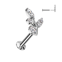 Marquise And Round Branch Threadless Labret