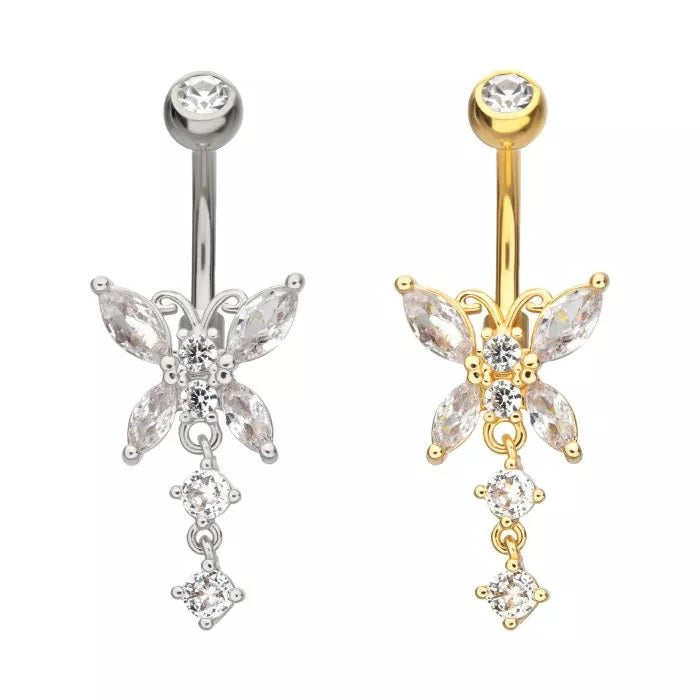 Marquise Butterfly With 2 Prong Gem Dangle