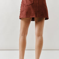 Faux Suede Mini Skirt With Brass Studs