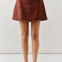 Faux Suede Mini Skirt With Brass Studs