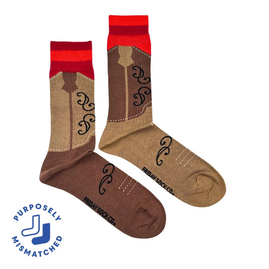 Cowboy Boot Mismatched Mid-Calf Socks