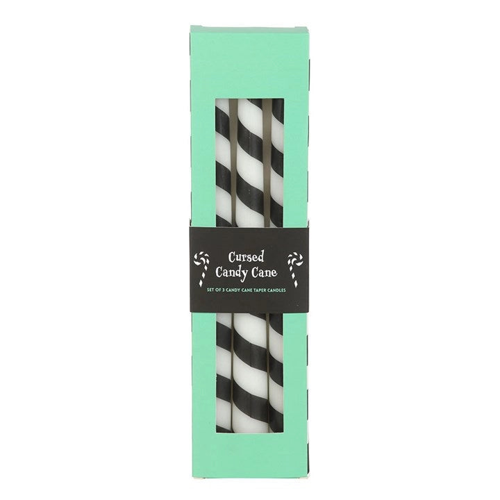 Set Of 3 Candy Cane Stripe Creepmas Taper Candles