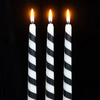 Set Of 3 Candy Cane Stripe Creepmas Taper Candles