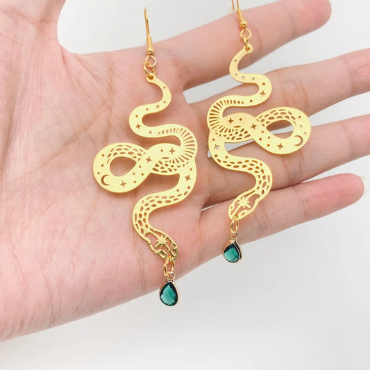 Star Moon Snake Earrings
