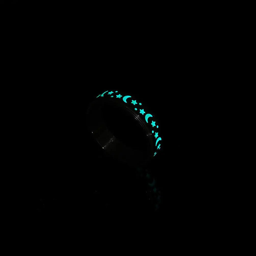 Black Moon Ring With Blue Moons