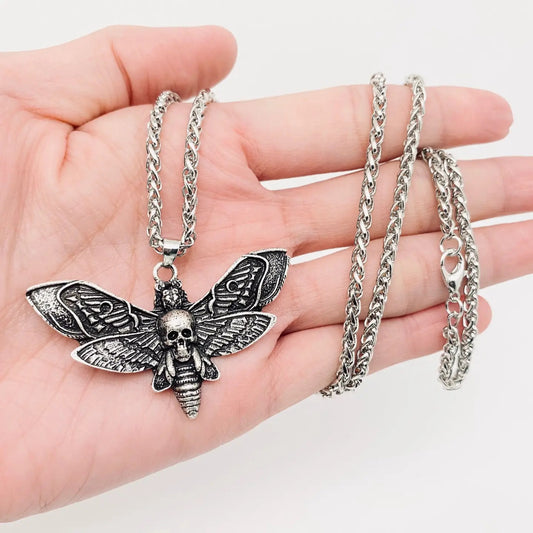 Skull Moth Pendant Necklace