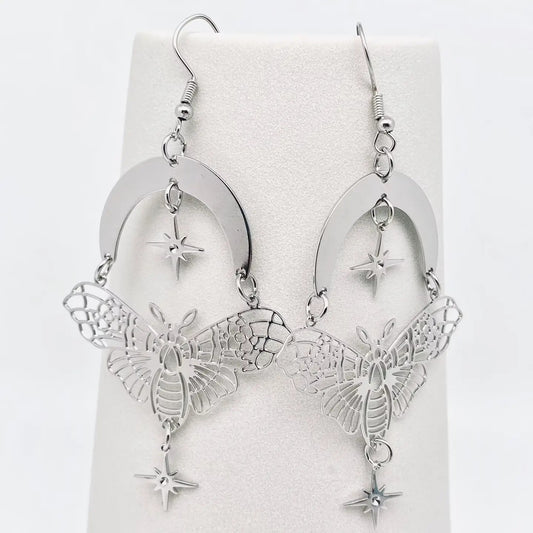Moth Moon Star Earrings