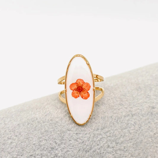 18K Gold Plated Stainless Steel Floral Ring