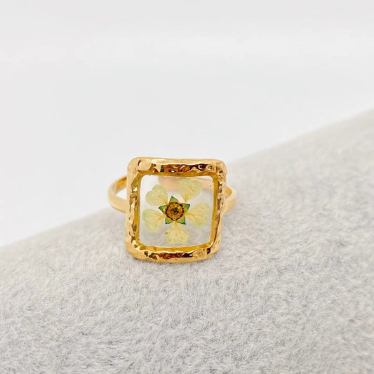 18K Gold Plated Stainless Steel Floral Ring