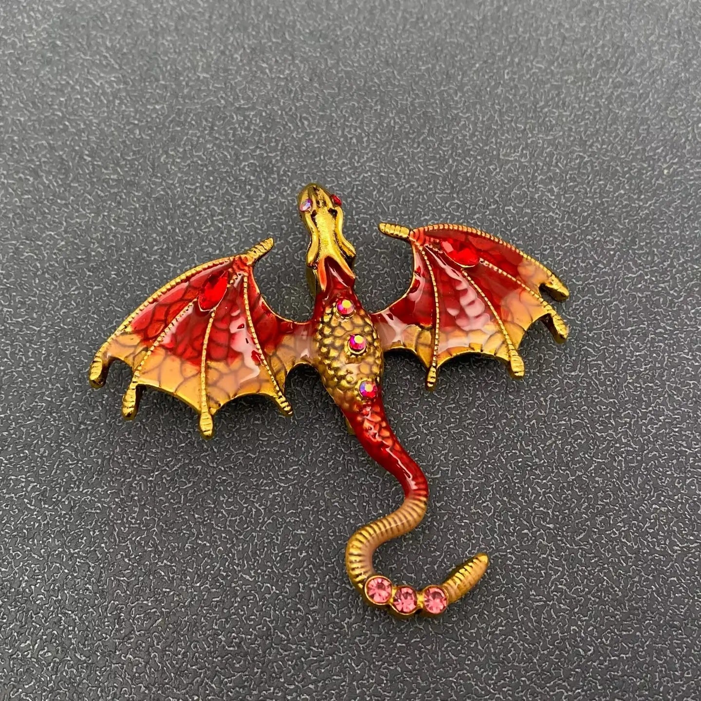 Rhinestone Enamel Dragon Brooch