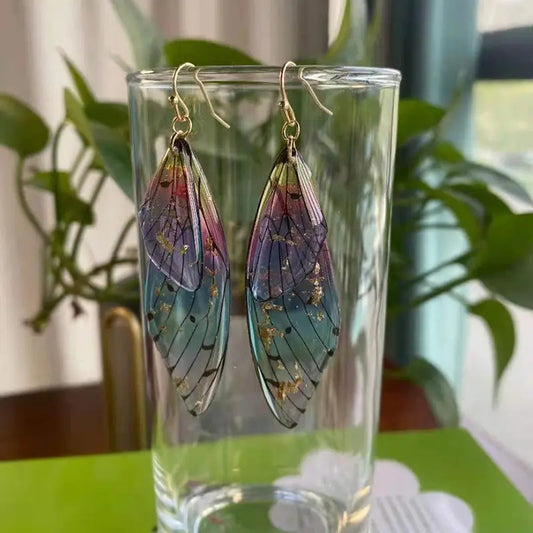 Gradient Cicada Wings Butterfly Wings Earrings