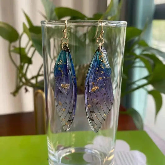 Gradient Cicada Wings Butterfly Wings Earrings