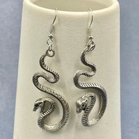 Silver Tone Snake Dangle Earrings