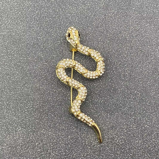 Rhinestone Snake Brooch