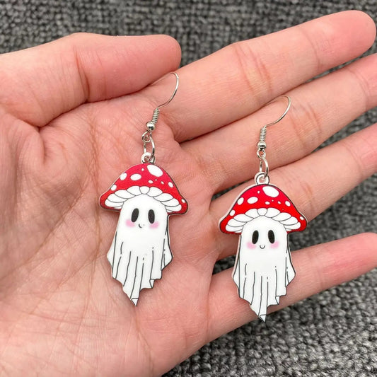Mushroom Head Ghost Acrylic Dangle Earrings