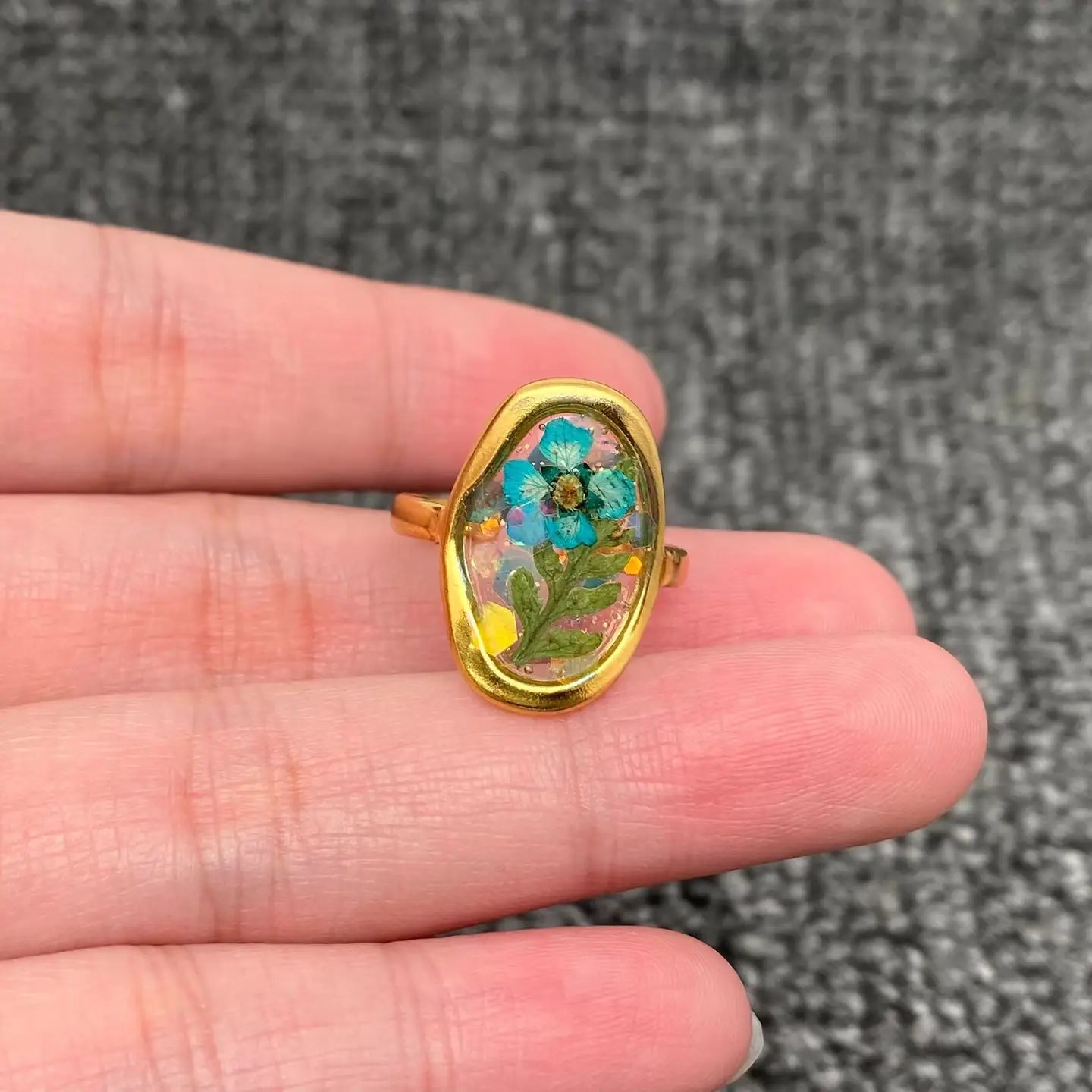 18K Gold Plated S.Steel Floral Adjustable Rings