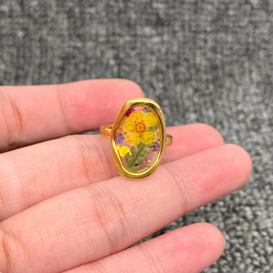 18K Gold Plated S.Steel Floral Adjustable Rings