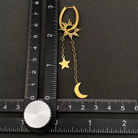 Cz Moon Star Sun 18K Golden Ss Huggie Earrings