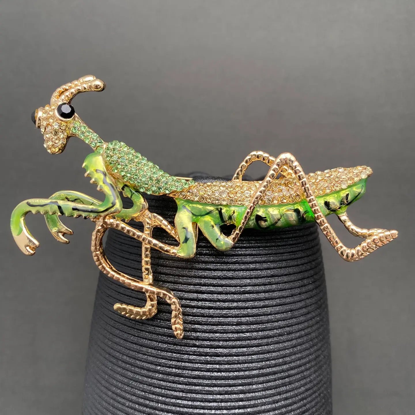 Rhinestone Enamel Mantis Brooch