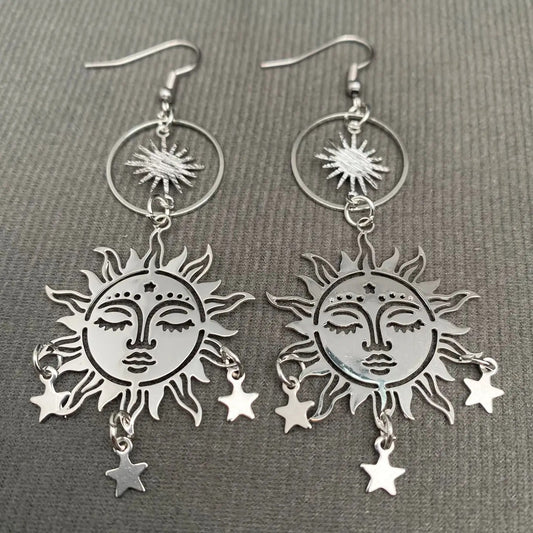 Sun Charm Dangle Earrings