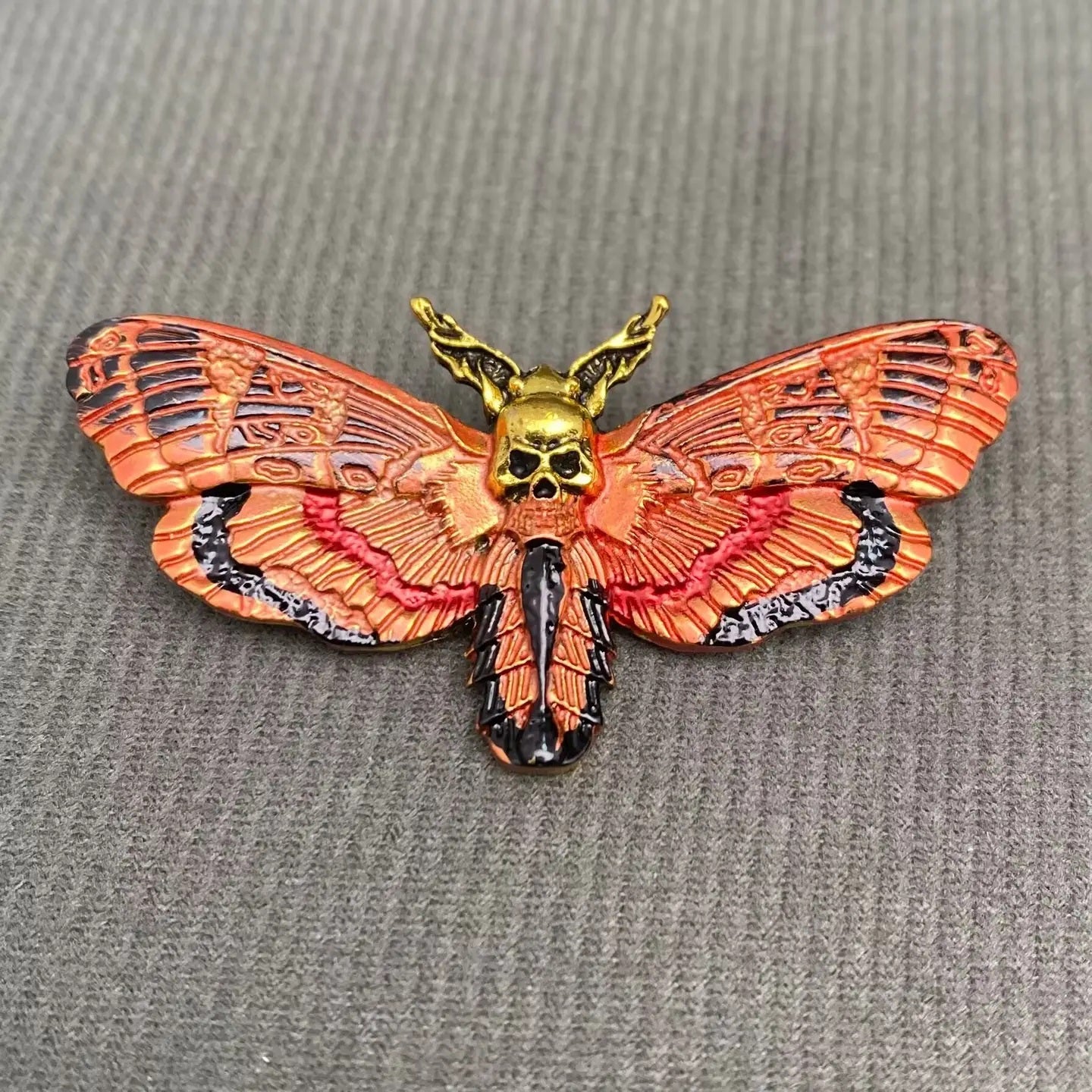 Enamel Skull Moth Brooch
