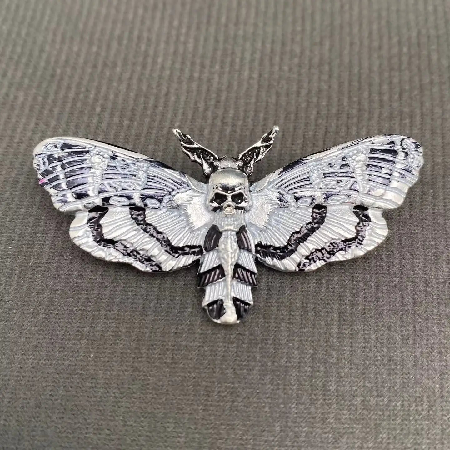 Enamel Skull Moth Brooch