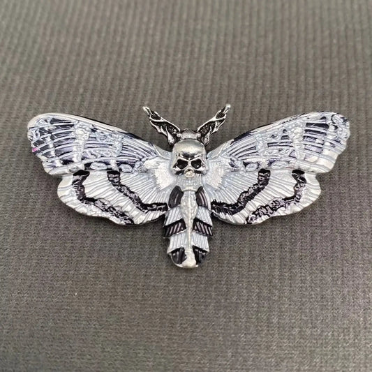Enamel Skull Moth Brooch