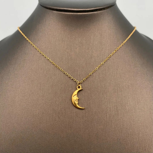 18K Gold Plated Ss Crescent Moon Charm Necklace