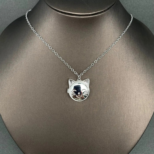 Cat Style Locket Charm Necklace