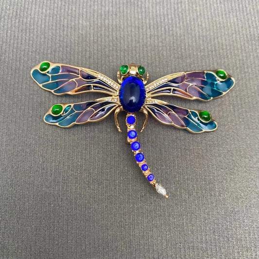 Rhinestone Enamel Dragonfly Brooch