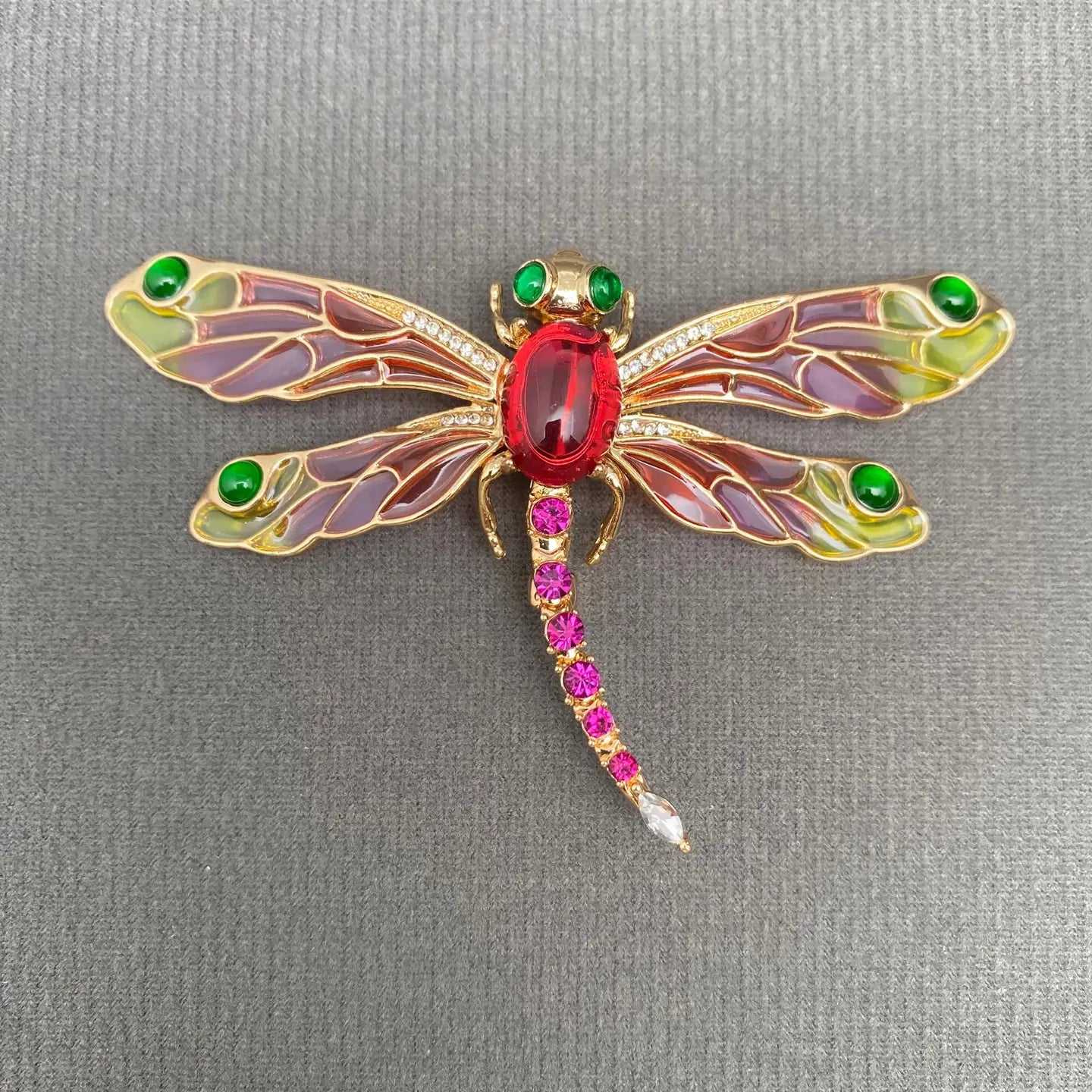 Rhinestone Enamel Dragonfly Brooch