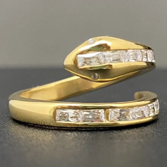 Zircon Inlaid Snake Ring