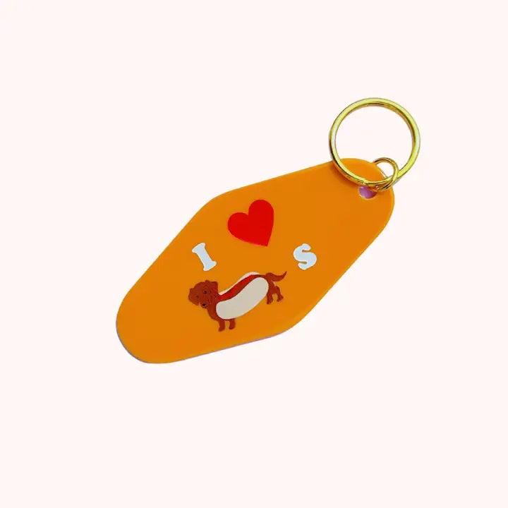 Llavero con etiqueta de motel I Love Weiner Dogs