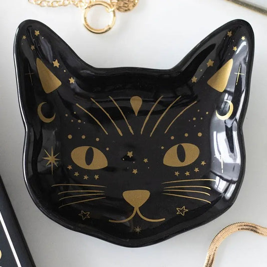 Black Cat Face Trinket Dish